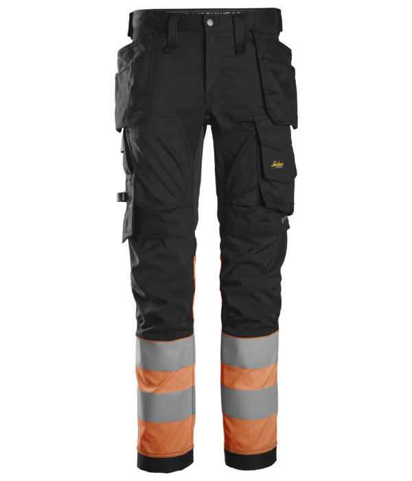 Snickers High-Vis Stretchbukse med hylsterlommer,  Klasse 1